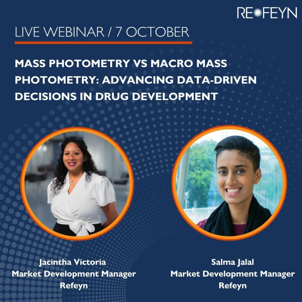 Cover of webinar: Mass Photometry vs. Macro Mass Photometry: Advancing Data-Driven Decisions in Drug Development